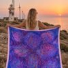 Pembe Lotus 140 CM Kumaş İpek Karışımı Büyük Boy Eşarp